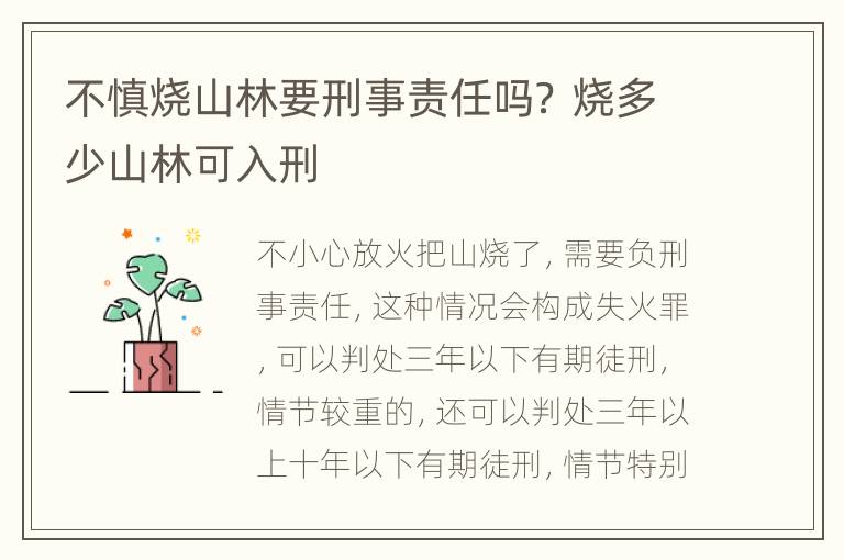 不慎烧山林要刑事责任吗？ 烧多少山林可入刑