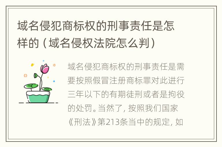 域名侵犯商标权的刑事责任是怎样的（域名侵权法院怎么判）