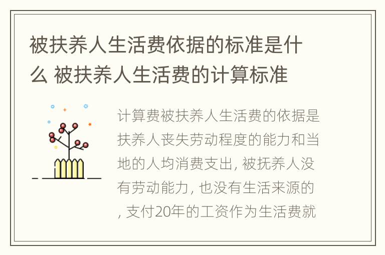 被扶养人生活费依据的标准是什么 被扶养人生活费的计算标准