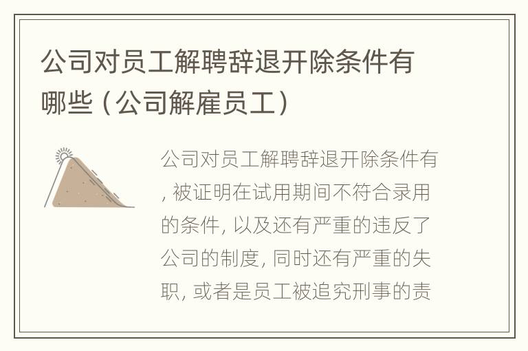 公司对员工解聘辞退开除条件有哪些（公司解雇员工）