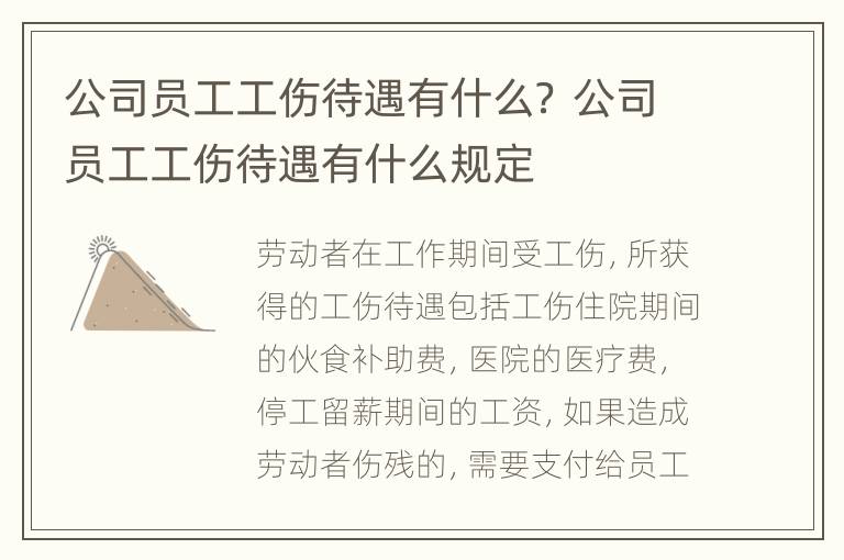 公司员工工伤待遇有什么？ 公司员工工伤待遇有什么规定