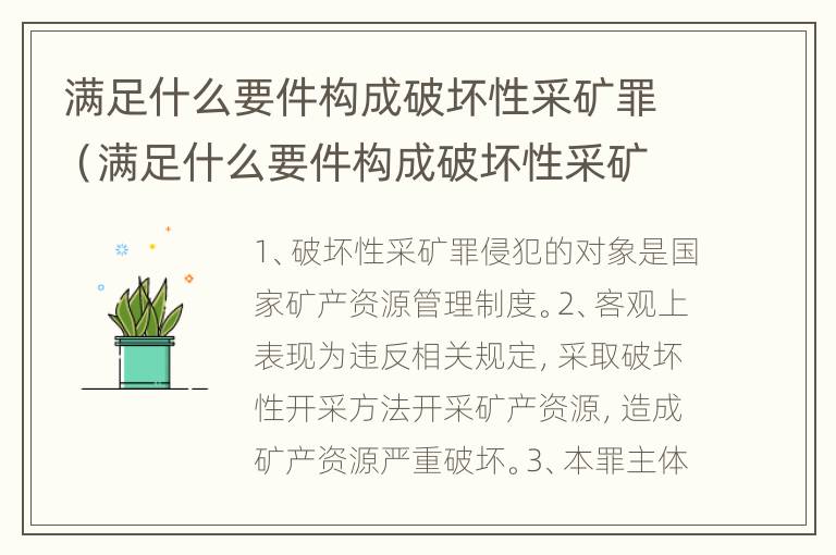 满足什么要件构成破坏性采矿罪（满足什么要件构成破坏性采矿罪的条件）