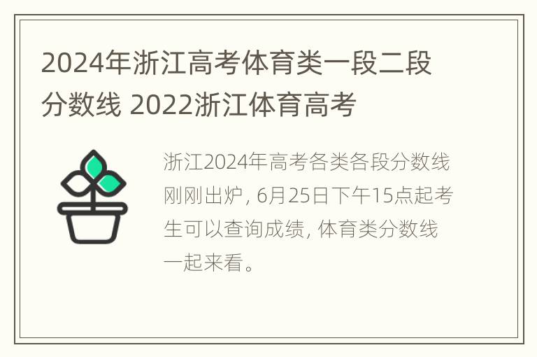 2024年浙江高考体育类一段二段分数线 2022浙江体育高考