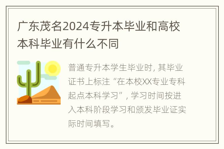 广东茂名2024专升本毕业和高校本科毕业有什么不同