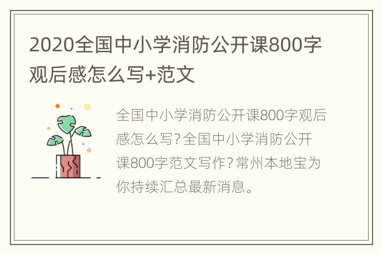 2020全国中小学消防公开课800字观后感怎么写+范文