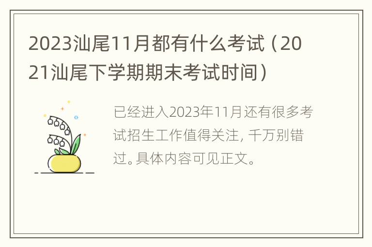 2023汕尾11月都有什么考试（2021汕尾下学期期末考试时间）