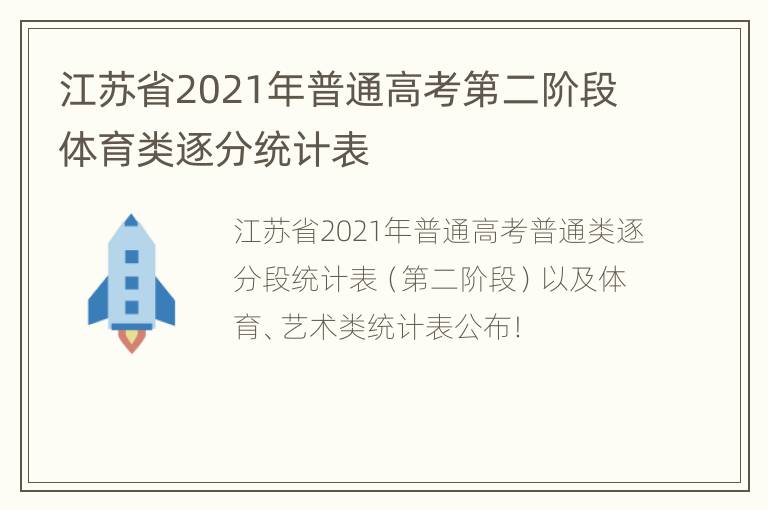 江苏省2021年普通高考第二阶段体育类逐分统计表