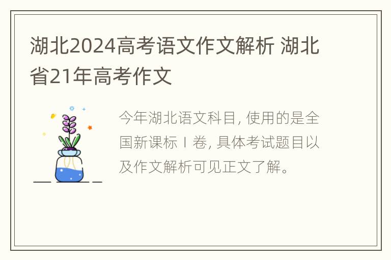 湖北2024高考语文作文解析 湖北省21年高考作文