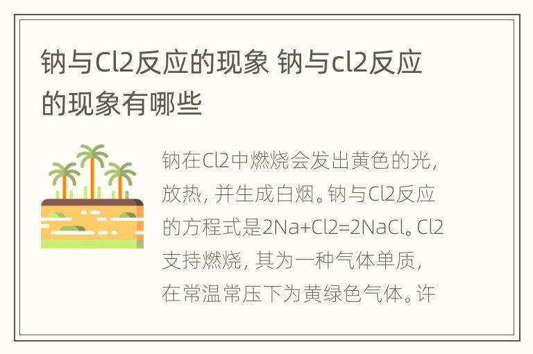 钠与Cl2反应的现象 钠与cl2反应的现象有哪些