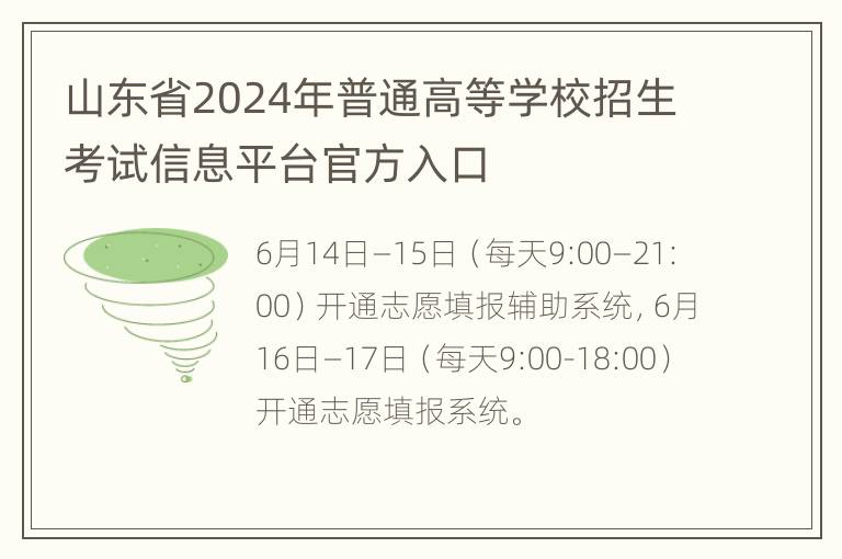 山东省2024年普通高等学校招生考试信息平台官方入口