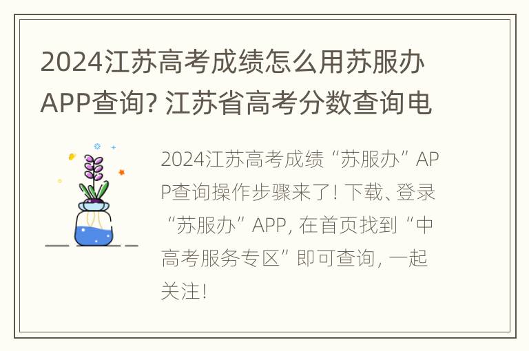 2024江苏高考成绩怎么用苏服办APP查询? 江苏省高考分数查询电话