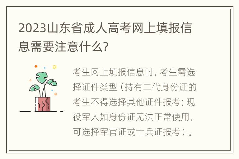 2023山东省成人高考网上填报信息需要注意什么？