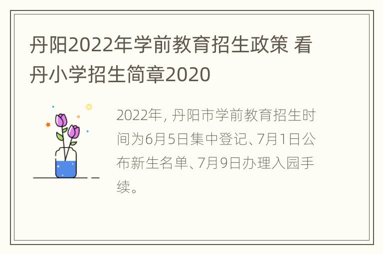 丹阳2022年学前教育招生政策 看丹小学招生简章2020