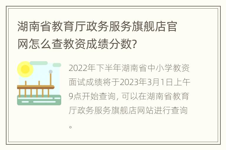 湖南省教育厅政务服务旗舰店官网怎么查教资成绩分数？