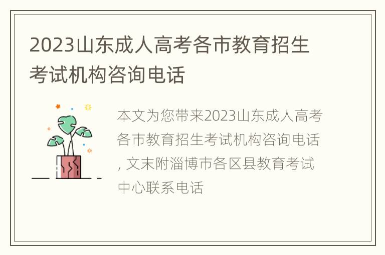 2023山东成人高考各市教育招生考试机构咨询电话