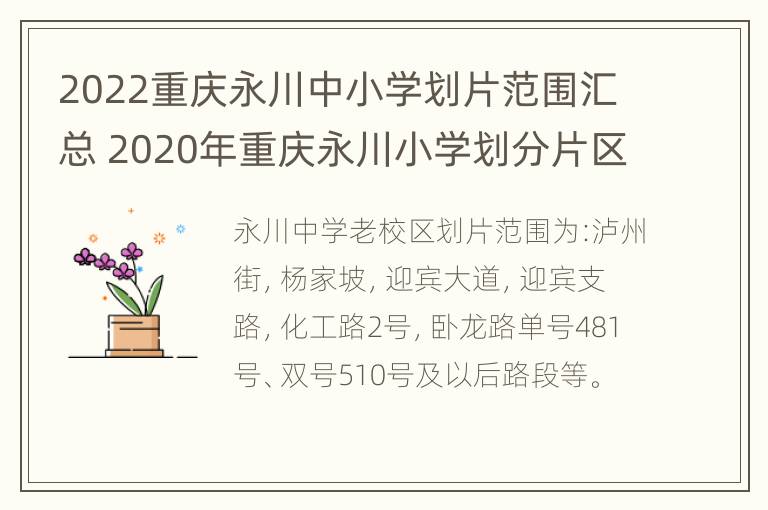 2022重庆永川中小学划片范围汇总 2020年重庆永川小学划分片区