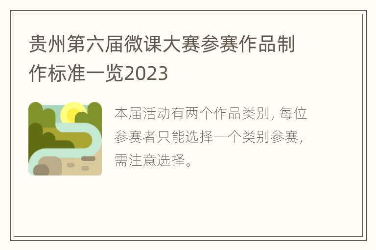 贵州第六届微课大赛参赛作品制作标准一览2023