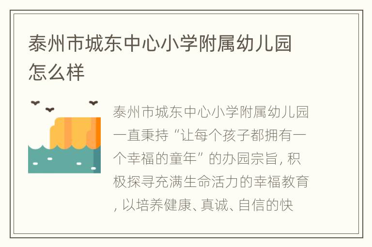 泰州市城东中心小学附属幼儿园怎么样