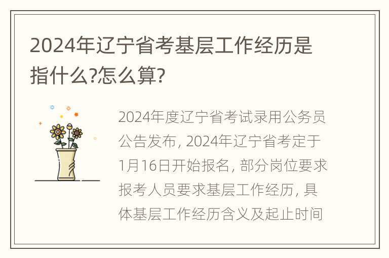 2024年辽宁省考基层工作经历是指什么?怎么算?