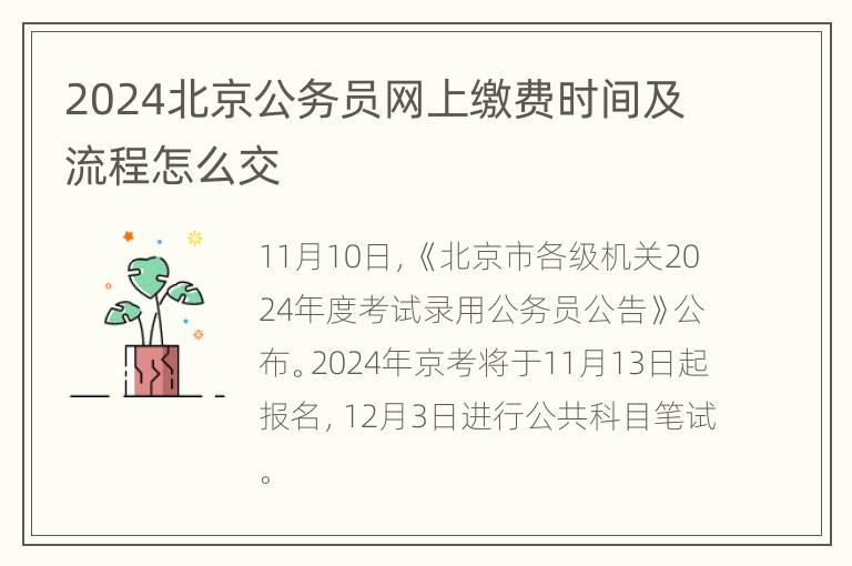 2024北京公务员网上缴费时间及流程怎么交