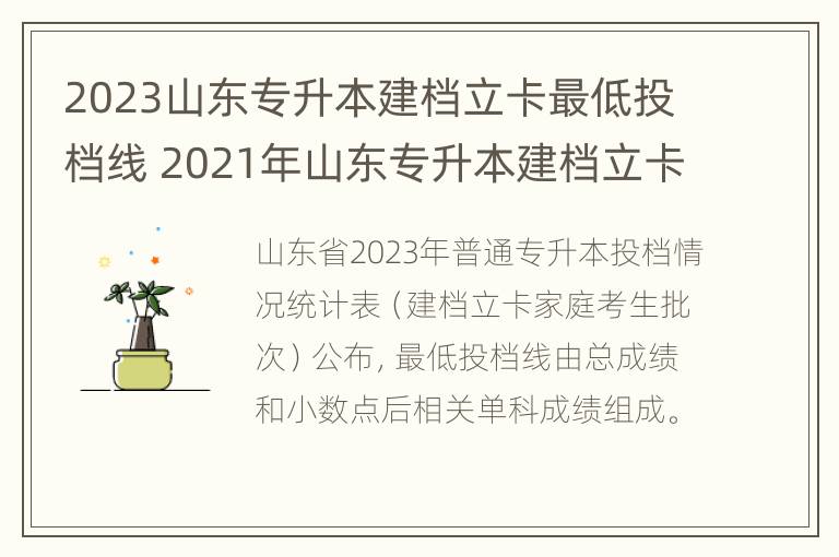 2023山东专升本建档立卡最低投档线 2021年山东专升本建档立卡分数线