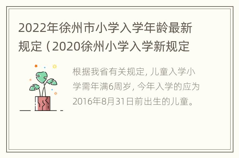 2022年徐州市小学入学年龄最新规定（2020徐州小学入学新规定）