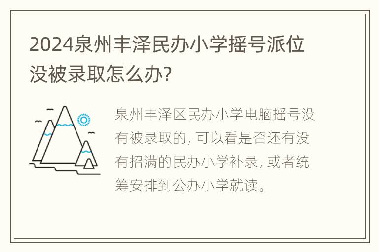 2024泉州丰泽民办小学摇号派位没被录取怎么办？