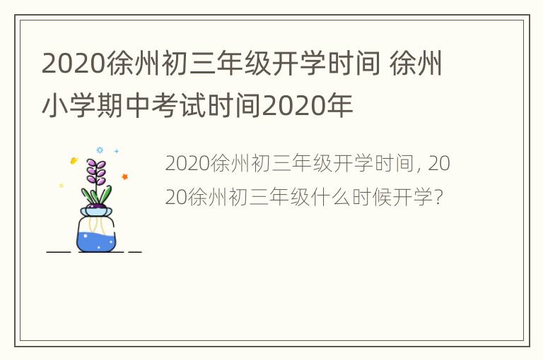 2020徐州初三年级开学时间 徐州小学期中考试时间2020年