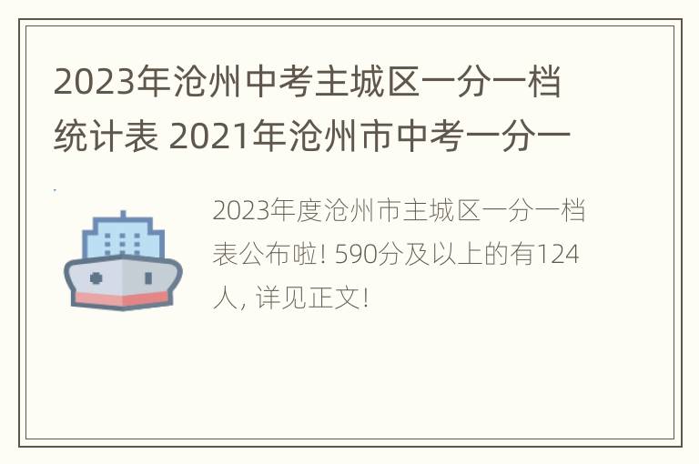 2023年沧州中考主城区一分一档统计表 2021年沧州市中考一分一档表