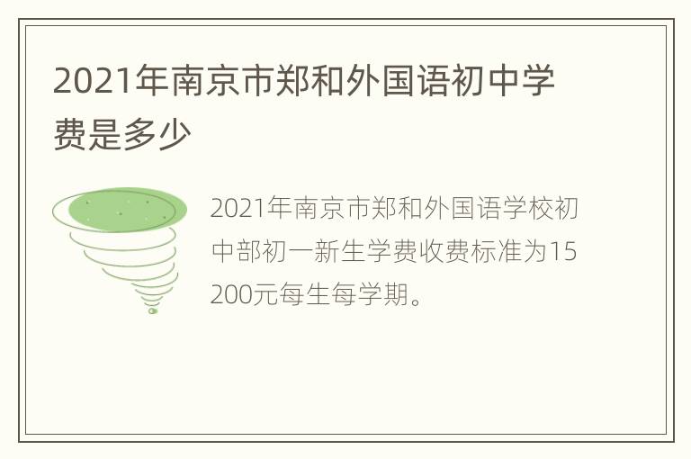 2021年南京市郑和外国语初中学费是多少