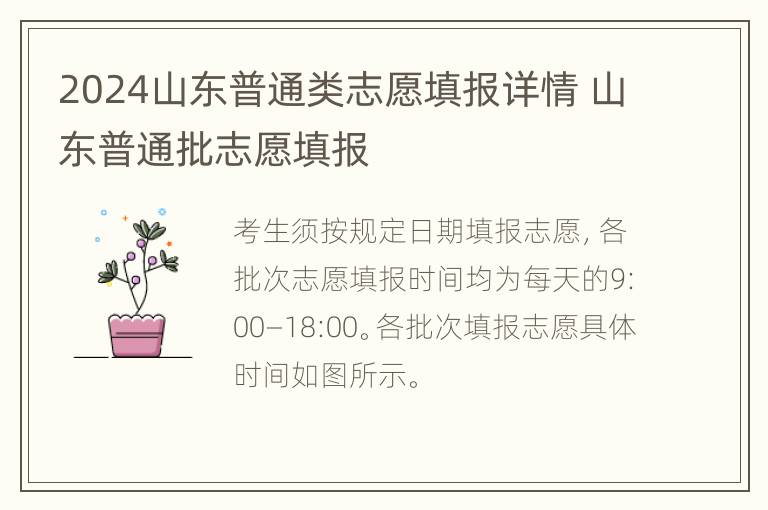 2024山东普通类志愿填报详情 山东普通批志愿填报