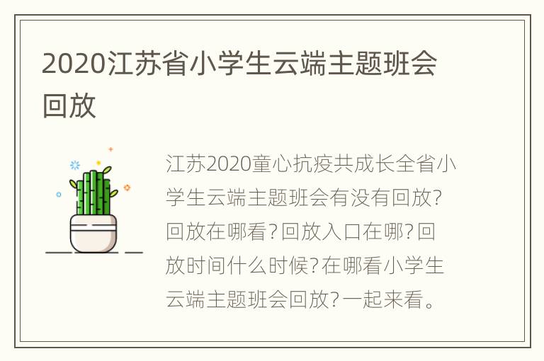 2020江苏省小学生云端主题班会回放