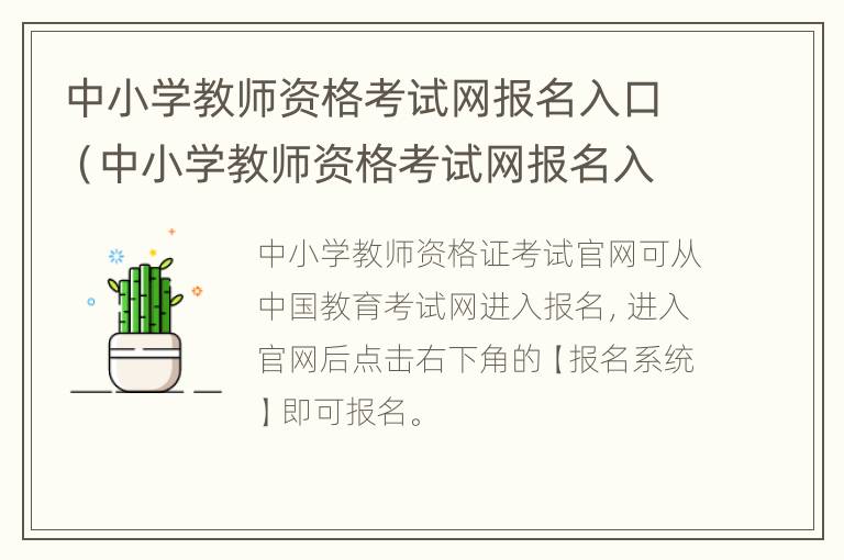 中小学教师资格考试网报名入口（中小学教师资格考试网报名入口官网）