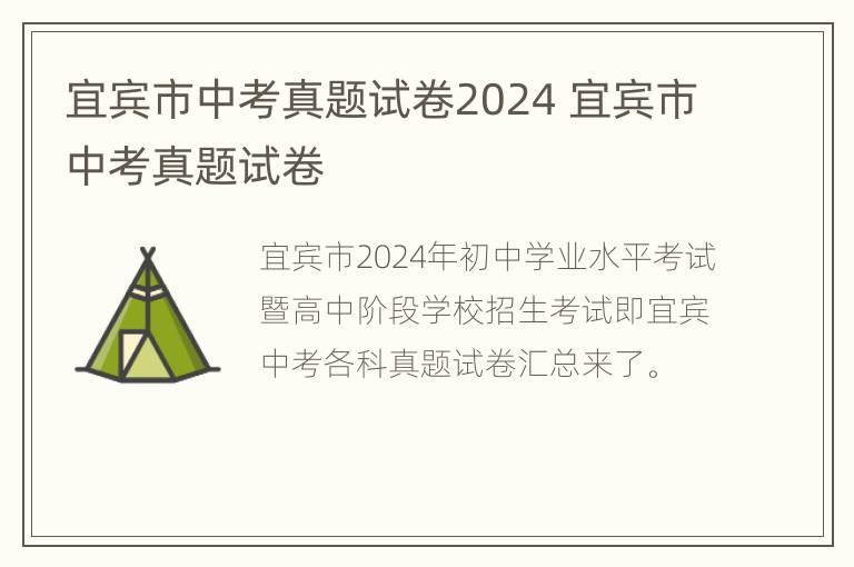 宜宾市中考真题试卷2024 宜宾市中考真题试卷