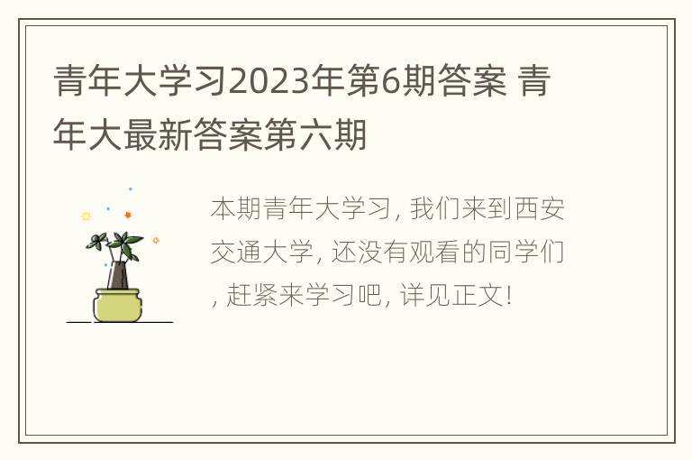 青年大学习2023年第6期答案 青年大最新答案第六期