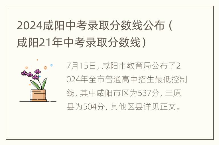 2024咸阳中考录取分数线公布（咸阳21年中考录取分数线）