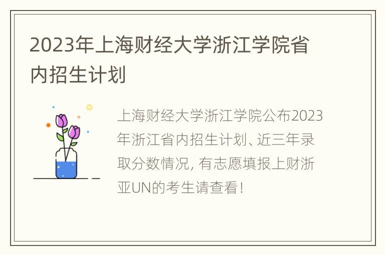 2023年上海财经大学浙江学院省内招生计划