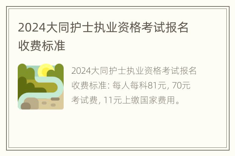 2024大同护士执业资格考试报名收费标准