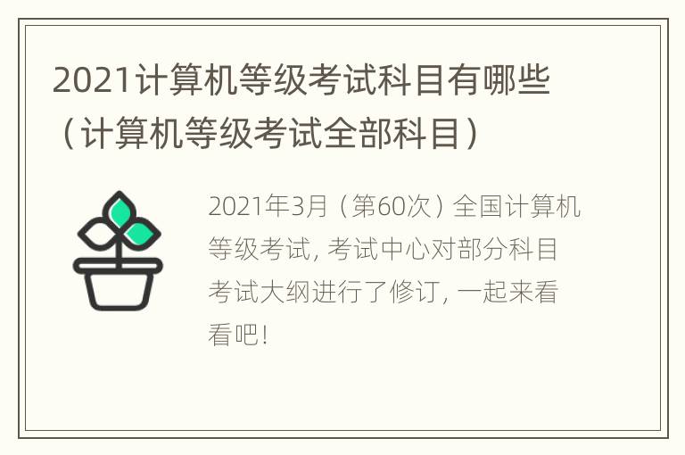 2021计算机等级考试科目有哪些（计算机等级考试全部科目）