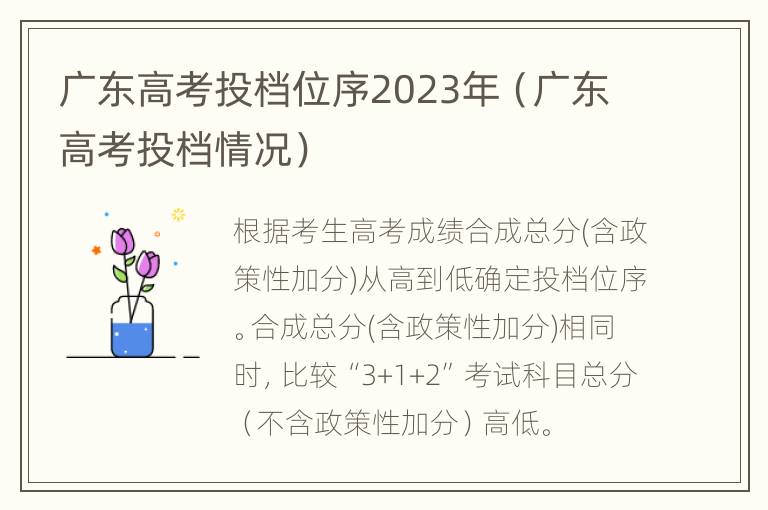 广东高考投档位序2023年（广东高考投档情况）