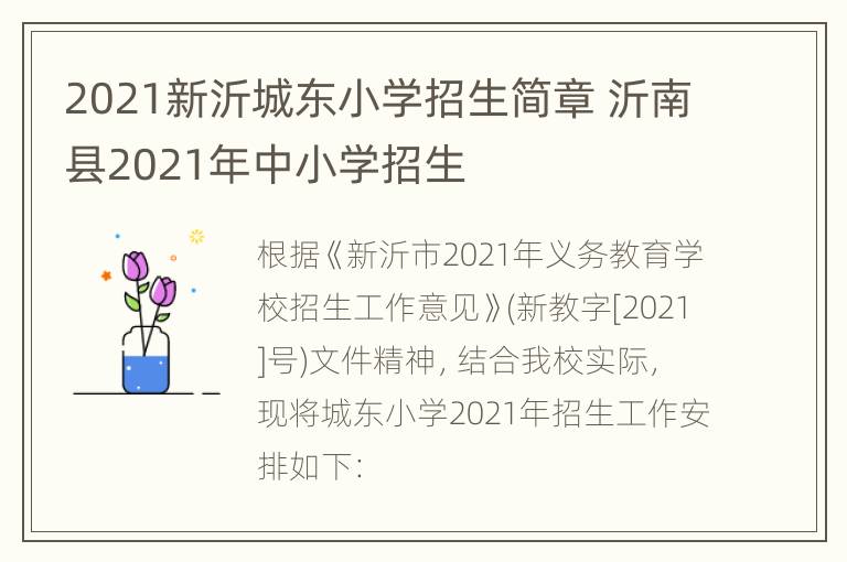 2021新沂城东小学招生简章 沂南县2021年中小学招生