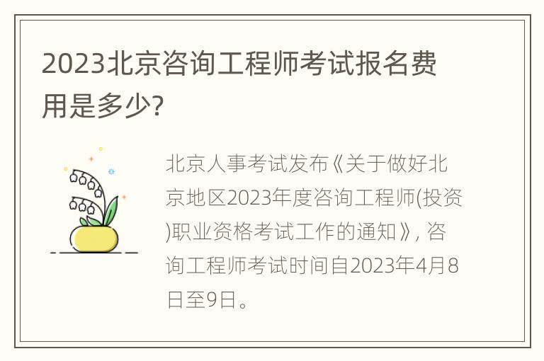 2023北京咨询工程师考试报名费用是多少？