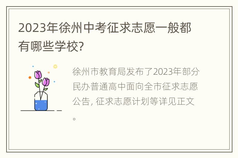 2023年徐州中考征求志愿一般都有哪些学校?