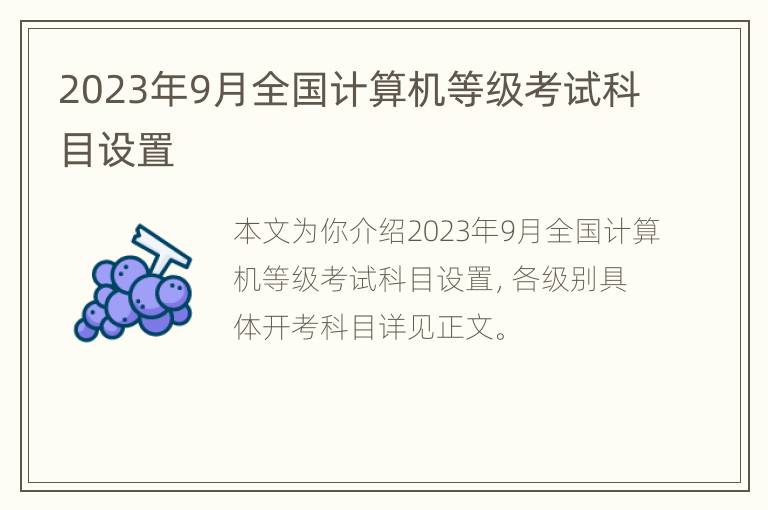 2023年9月全国计算机等级考试科目设置