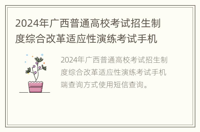 2024年广西普通高校考试招生制度综合改革适应性演练考试手机端查询方式