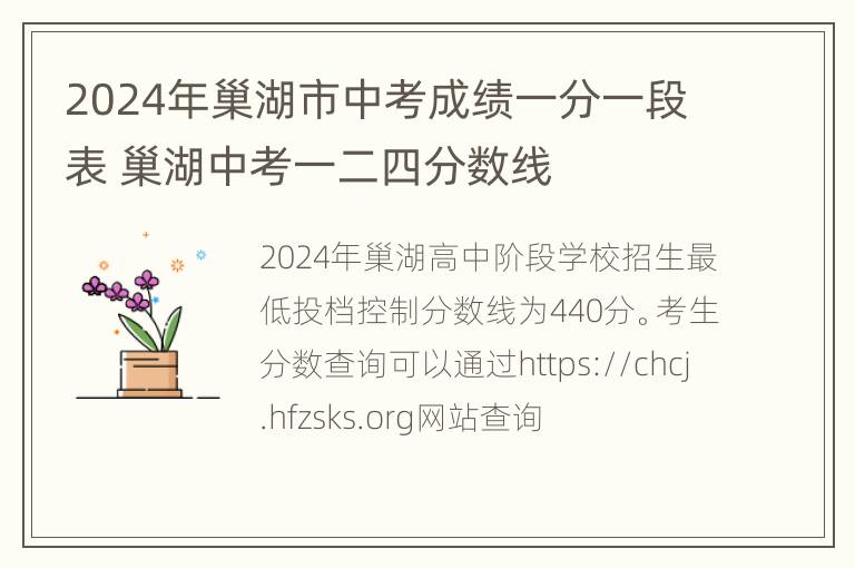 2024年巢湖市中考成绩一分一段表 巢湖中考一二四分数线