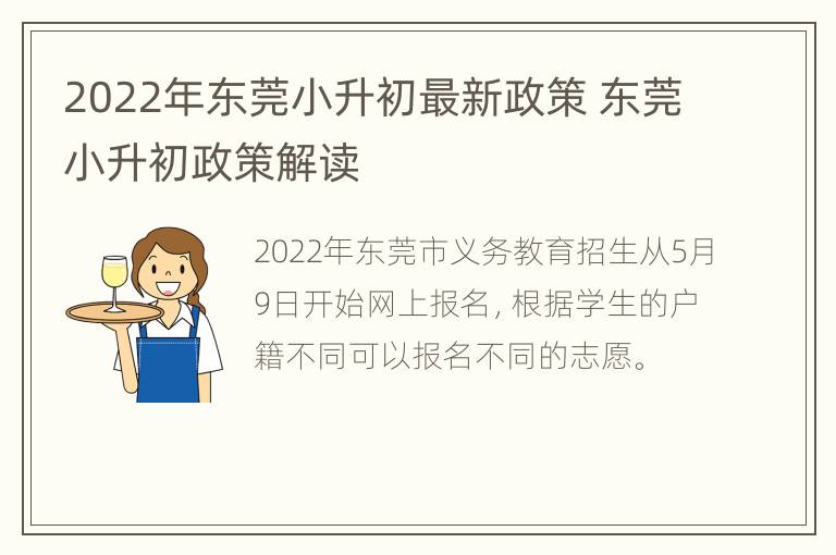 2022年东莞小升初最新政策 东莞小升初政策解读