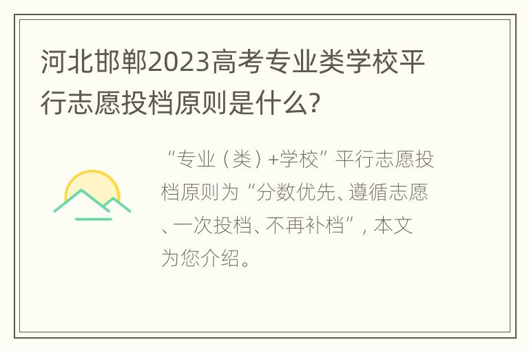 河北邯郸2023高考专业类学校平行志愿投档原则是什么？