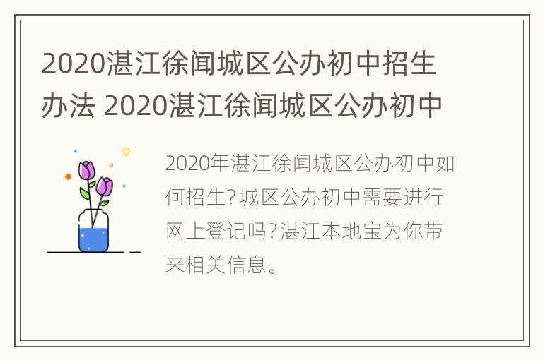 2020湛江徐闻城区公办初中招生办法 2020湛江徐闻城区公办初中招生办法公布