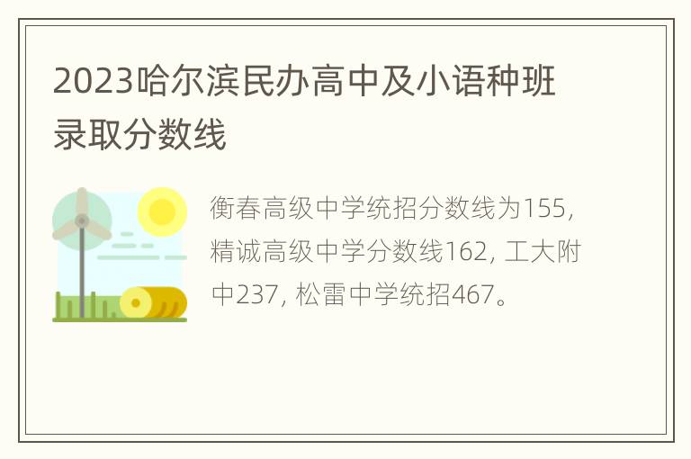 2023哈尔滨民办高中及小语种班录取分数线